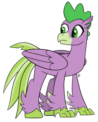 Size: 1280x1599 | Tagged: safe, artist:frownfactory, imported from derpibooru, spike, hippogriff, hippogriffied, male, newbie artist training grounds, simple background, solo, species swap, transparent background, wings