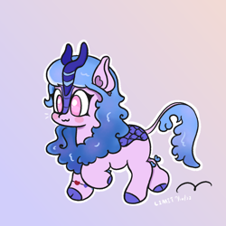 Size: 1500x1500 | Tagged: safe, artist:limitmj, imported from derpibooru, izzy moonbow, kirin, :3, cute, g5, izzybetes, kirin-ified, simple background, species swap, walking