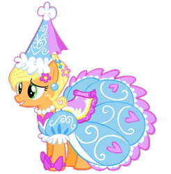 Size: 720x732 | Tagged: safe, artist:darlycatmake, edit, imported from derpibooru, vector edit, applejack, earth pony, pony, look before you sleep, bow, clothes, concerned, dress, ear piercing, flower, flower in hair, froufrou glittery lacy outfit, gritted teeth, hat, hennin, jewelry, necklace, nervous, piercing, princess, princess applejack, simple background, teeth, transparent background, upset, vector, worried