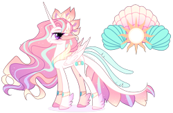 Size: 2680x1742 | Tagged: safe, artist:gihhbloonde, imported from derpibooru, oc, oc only, alicorn, hybrid, pony, alicorn oc, female, horn, interspecies offspring, magical lesbian spawn, mare, offspring, parent:princess celestia, parent:queen novo, parents:novolestia, simple background, solo, transparent background, wings