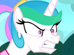 Size: 2048x1536 | Tagged: safe, imported from derpibooru, screencap, princess celestia, alicorn, pony, between dark and dawn, season 9, spoiler:s09, alternate hairstyle, angry, bust, cute, cutelestia, eyelashes, female, gritted teeth, hairband, madorable, mare, shrunken pupils, solo, teeth