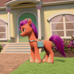Size: 600x600 | Tagged: safe, imported from derpibooru, screencap, sunny starscout, earth pony, pony, spoiler:my little pony: make your mark, animated, cropped, female, g5, gif, i watch it for the ears, mare, my little pony: make your mark, my little pony: make your mark chapter 1, posey bloom