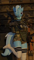 Size: 2160x3860 | Tagged: safe, artist:arcanetesla, imported from derpibooru, trixie, anthro, unicorn, 3d, blender, blender cycles, gun, solo, weapon