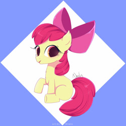 Size: 1280x1280 | Tagged: safe, artist:nnaly, imported from derpibooru, apple bloom, earth pony, pony, female, filly, foal, long eyelashes, looking at you, simple background, solo, tongue out