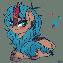 Size: 1000x1000 | Tagged: safe, artist:plaguemare, imported from derpibooru, oc, oc only, oc:fluffy fleece, kirin, blushing, braid, colored sketch, female, fluffy, kirin oc, mare, smiling, solo