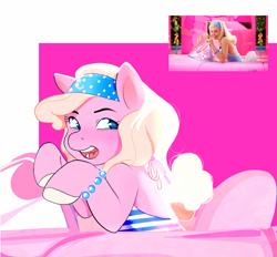 Size: 1384x1286 | Tagged: safe, artist:aztrial, imported from derpibooru, earth pony, pony, barbie, female, mare, margot robbie, ponified, rule 85, solo