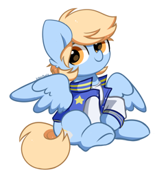 Size: 2580x2635 | Tagged: safe, artist:kittyrosie, imported from derpibooru, oc, oc only, oc:blue skies, pegasus, pony, clothes, simple background, solo, white background