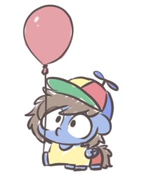 Size: 466x568 | Tagged: safe, artist:sugar morning, imported from derpibooru, oc, oc only, oc:bizarre song, pegasus, pony, balloon, cap, clothes, colt, cute, doodle, foal, hat, lil baby man, male, propeller hat, shirt, shorts, simple background, sketch, small, smol, solo, white background