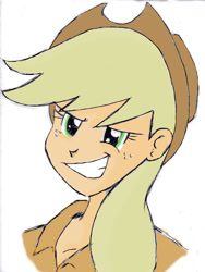 Size: 1103x1470 | Tagged: safe, artist:frankaraya, imported from derpibooru, applejack, human, 2011, female, humanized, simple background, solo, white background