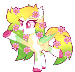 Size: 1280x1221 | Tagged: safe, artist:lilywolfpie, imported from derpibooru, oc, bat pony, pony, base used, female, flower, flower in hair, mare, simple background, solo, transparent background