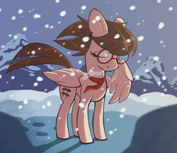 Size: 2170x1871 | Tagged: safe, artist:geatmos, imported from derpibooru, oc, oc only, pegasus, pony, glasses, snow, snowfall, solo