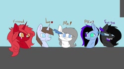 Size: 1071x602 | Tagged: safe, artist:highrolleryt, imported from derpibooru, oc, oc only, earth pony, pony, unicorn, bust, earth pony oc, heterochromia, horn, smiling, unicorn oc