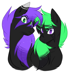 Size: 1688x1750 | Tagged: safe, artist:purplegrim40, imported from derpibooru, oc, oc only, earth pony, pony, bust, duo, earth pony oc, eye clipping through hair, simple background, transparent background