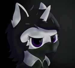 Size: 5000x4500 | Tagged: safe, artist:suidian, imported from derpibooru, oc, oc only, pony, unicorn, fallout equestria, black mane, clothes, dark, oc name needed, purple eyes