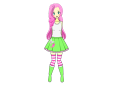 Size: 800x600 | Tagged: safe, artist:unicornsmuf1, imported from derpibooru, fluttershy, human, equestria girls, boots, clothes, humanized, kisekae, shirt, shoes, simple background, skirt, socks, solo, striped socks, transparent background