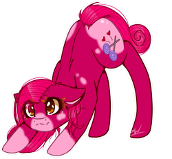 Size: 679x625 | Tagged: safe, artist:kat-the-true-kitkat, imported from derpibooru, oc, oc only, earth pony, pony, commission, earth pony oc, eyelashes, face down ass up, female, floppy ears, mare, simple background, solo, transparent background, ych result