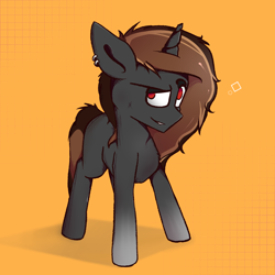Size: 3000x3000 | Tagged: safe, artist:rainyvisualz, imported from derpibooru, oc, oc only, oc:kyanite mocha, pony, unicorn, ear piercing, gradient hooves, horn, looking at you, male, piercing, simple background, solo, stallion