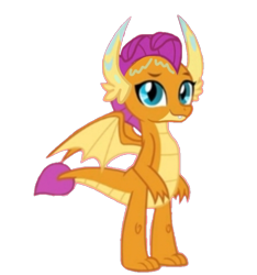 Size: 720x768 | Tagged: safe, artist:darlycatmake, edit, imported from derpibooru, smolder, dragon, cute, dragon wings, dragoness, eyebrows, female, happy, looking at you, simple background, smiling, smiling at you, smolderbetes, solo, transparent background, wet, wet hair, wings