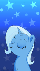 Size: 1080x1920 | Tagged: safe, artist:darksly, imported from derpibooru, trixie, pony, unicorn, atg 2022, eyes closed, female, mare, newbie artist training grounds, phone wallpaper, solo, stars
