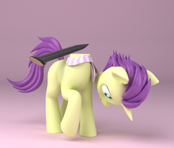 Size: 2000x1700 | Tagged: safe, artist:argos90, imported from derpibooru, oc, oc only, oc:sky spark, dullahan, pony, unicorn, 3d, clothes, commission, disembodied head, headless, horn, modular, scarf, solo, sword, unicorn oc, weapon