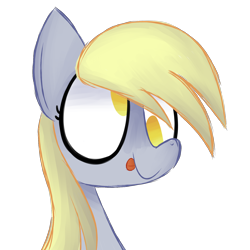 Size: 1600x1600 | Tagged: safe, artist:alandisc, imported from derpibooru, derpy hooves, pony, bust, cute, derp, eyelashes, female, happy, simple background, solo, tongue out, transparent background