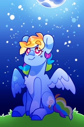 Size: 2219x3356 | Tagged: safe, artist:cocopudu, imported from derpibooru, rainbow dash, pegasus, pony, female, full moon, looking up, mare, moon, night, sitting, solo, stars