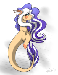 Size: 786x1001 | Tagged: safe, artist:scarletsfeed, imported from derpibooru, oc, oc only, earth pony, merpony, pony, seapony (g4), female, fish tail, flowing mane, flowing tail, green eyes, mare, request, seaponified, signature, simple background, sketch, smiling, solo, species swap, speedpaint, tail, traditional art, white background