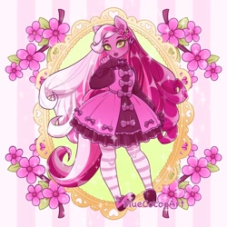Size: 1440x1440 | Tagged: safe, artist:bluecocoaart, imported from derpibooru, cherry blossom (g3), human, cherry blossoms, flower, flower blossom, g3, humanized, lolita fashion, solo, sparkles
