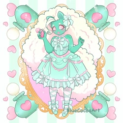 Size: 1440x1440 | Tagged: safe, artist:bluecocoaart, imported from derpibooru, daisy sweet, earth pony, human, fluffy hair, g1, humanized, impossibly large hair, lolita fashion, perfume, solo