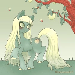 Size: 1440x1440 | Tagged: safe, artist:bluecocoaart, imported from derpibooru, bee, earth pony, insect, long hair, long mane, nature, solo