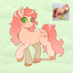 Size: 2048x2048 | Tagged: safe, artist:bluecocoaart, imported from derpibooru, cherries jubilee, earth pony, cutie mark, g1, smiling, solo