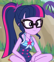 Size: 511x581 | Tagged: safe, imported from derpibooru, sci-twi, twilight sparkle, human, equestria girls, equestria girls series, forgotten friendship, bare shoulders, clothes, cropped, one-piece swimsuit, sci-twi swimsuit, sleeveless, solo, swimsuit