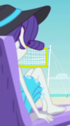 Size: 564x1023 | Tagged: safe, imported from derpibooru, screencap, rarity, human, equestria girls, equestria girls series, forgotten friendship, bare shoulders, barefoot, clothes, cropped, feet, hat, rarity's blue sarong, sleeveless, swimsuit