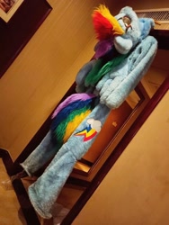 Size: 868x1156 | Tagged: safe, artist:rogerdaily, imported from derpibooru, rainbow dash, clothes, cosplay, costume, dutch angle, fursuit, irl, photo, ponysuit