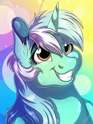 Size: 3000x4000 | Tagged: safe, artist:lupiarts, imported from derpibooru, lyra heartstrings, pony, unicorn, bust, chubby cheeks, cute, digital art, female, headshot commission, high res, illustration, lyrabetes, mare, portrait, smiling, solo, teeth