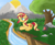 Size: 2200x1800 | Tagged: safe, artist:amateur-draw, imported from derpibooru, sunset shimmer, pony, unicorn, equestria girls, bag, lying down, mountain, river, scenery, solo, sun, tree, water