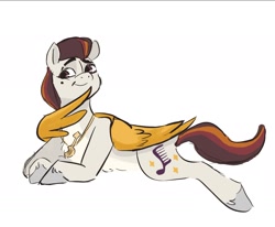 Size: 1997x1643 | Tagged: safe, artist:mayugraffiti, imported from derpibooru, pegasus, pony, cute, g5, jewelry, lying down, male, necklace, prone, rocky riff, rockybetes, simple background, solo, stallion, white background, wings