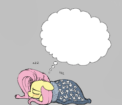 Size: 705x608 | Tagged: safe, fluttershy, pegasus, pony, aggie.io, blanket, blushing, dream, female, mare, simple background, sleeping, smiling
