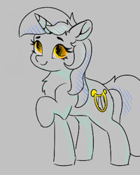 Size: 330x412 | Tagged: safe, artist:firecracker, lyra heartstrings, pony, aggie.io, chest fluff, female, mare, raised hoof, simple background