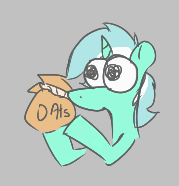 Size: 179x186 | Tagged: safe, lyra heartstrings, pony, unicorn, aggie.io, bag, female, food, lowres, mare, oats, simple background
