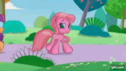Size: 640x360 | Tagged: safe, imported from derpibooru, screencap, cheerilee (g3), pinkie pie (g3), rainbow dash (g3), scootaloo (g3), starsong, sweetie belle (g3), toola roola, earth pony, pony, animated, blindfold, g3.5, gif