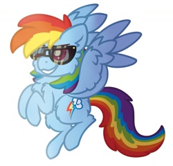 Size: 1385x1328 | Tagged: safe, artist:michini, imported from derpibooru, rainbow dash, pegasus, pony, glasses, simple background, solo, sunglasses, white background