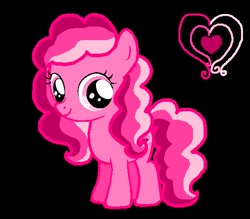 Size: 500x437 | Tagged: safe, artist:katiegirlsforever, imported from derpibooru, oc, oc:pinkalicious, earth pony, pony, black background, cute, cutie mark, earth pony oc, female, filly, foal, g4, multicolored hair, multicolored mane, multicolored tail, ocbetes, pink coat, pink eyes, simple background, smiling, solo, tail