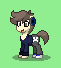 Size: 61x68 | Tagged: safe, artist:dematrix, imported from derpibooru, earth pony, pony, pony town, clothes, green background, headphones, male, minecraft, odo kentang, open mouth, pixel art, simple background, smiling, solo, stallion, youtuber