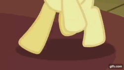 Size: 640x360 | Tagged: safe, imported from derpibooru, screencap, apple bloom, applejack, earth pony, pony, season 2, the cutie pox, animated, duo, female, filly, foal, g4, gif, gifs.com, mare, offscreen character, open mouth