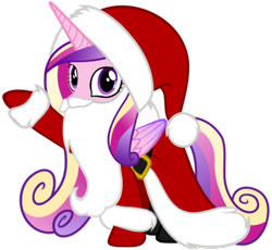 Size: 618x568 | Tagged: artist needed, source needed, safe, imported from derpibooru, princess cadance, alicorn, pony, belt, boots, christmas, clothes, coat, costume, fake beard, female, gloves, hat, holiday, horn, looking at you, mare, raised hoof, santa beard, santa claus, santa costume, santa hat, santa hooves, shoes, simple background, solo, transparent background, vector, wings