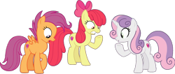 Size: 1810x766 | Tagged: safe, artist:pascalmulokozi2, edit, edited screencap, imported from derpibooru, screencap, apple bloom, scootaloo, sweetie belle, earth pony, pegasus, pony, unicorn, growing up is hard to do, season 9, spoiler:s09, apple bloom's bow, background removed, bow, cutie mark crusaders, female, hair bow, older, older apple bloom, older scootaloo, older sweetie belle, simple background, transparent background, trio, trio female
