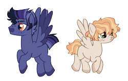 Size: 1656x1050 | Tagged: safe, artist:lovedletters, imported from twibooru, oc, oc only, pegasus, pony, base used, brother and sister, colored hooves, colored wings, female, flying, freckles, green eyes, image, male, mare, next generation, offspring, orange eyes, parent:rainbow dash, parent:soarin', parents:soarindash, png, siblings, simple background, snip (coat marking), stallion, transparent background, wings