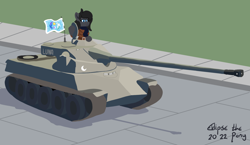 Size: 1660x960 | Tagged: safe, artist:eklipsethepony, imported from derpibooru, oc, pegasus, pony, canterlot, eklipse, equestrian flag, flag, france, french, lorraine 40(t), male, night guard, royal equestrian empire, solo, stallion, streets, tank (vehicle), victory