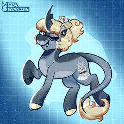 Size: 2000x2000 | Tagged: safe, artist:seasemissary, imported from derpibooru, oc, pony, unicorn, female, glasses, mare, one eye closed, solo, wink